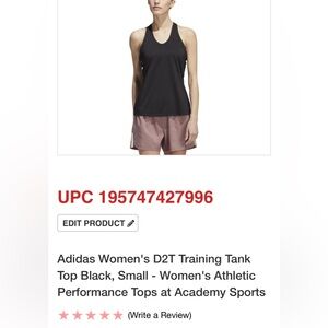 Adidas Women’s Black D2T Training Tank